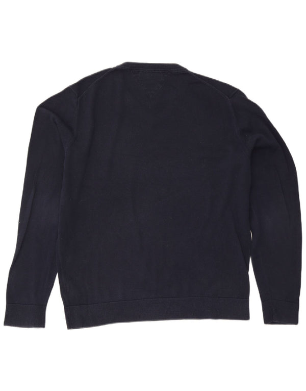 Suéter masculino Tommy Hilfiger com decote em V 2XL algodão azul marinho