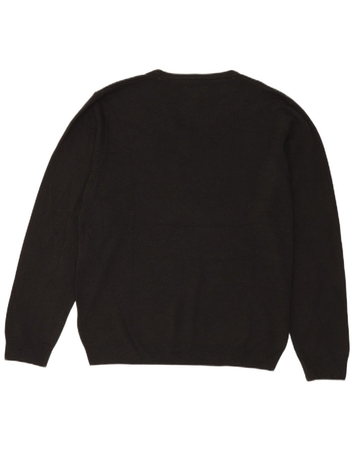 Suéter masculino Marks & Spencer com decote em V grande acrílico preto