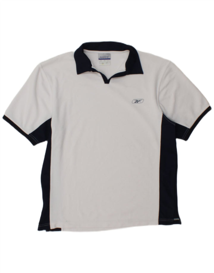 Camisa polo masculina Reebok XS branco colorblock