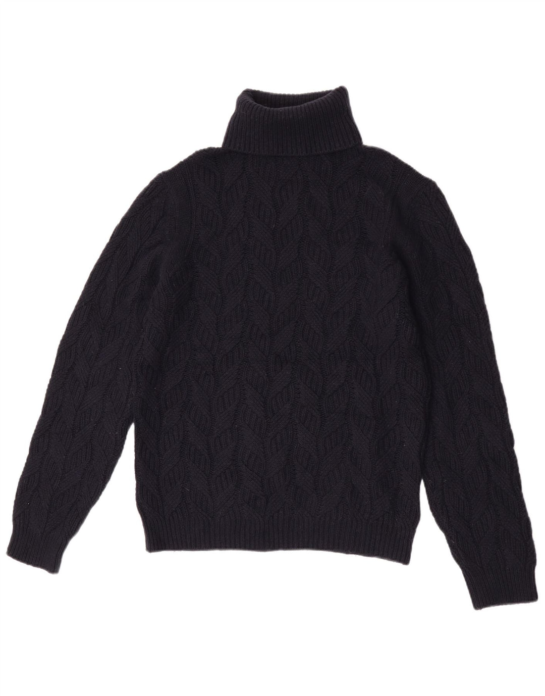 Suéter feminino Massimo Dutti com gola redonda Reino Unido 14 lã azul marinho médio