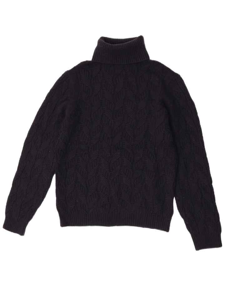 Suéter feminino Massimo Dutti com gola redonda Reino Unido 14 lã azul marinho médio