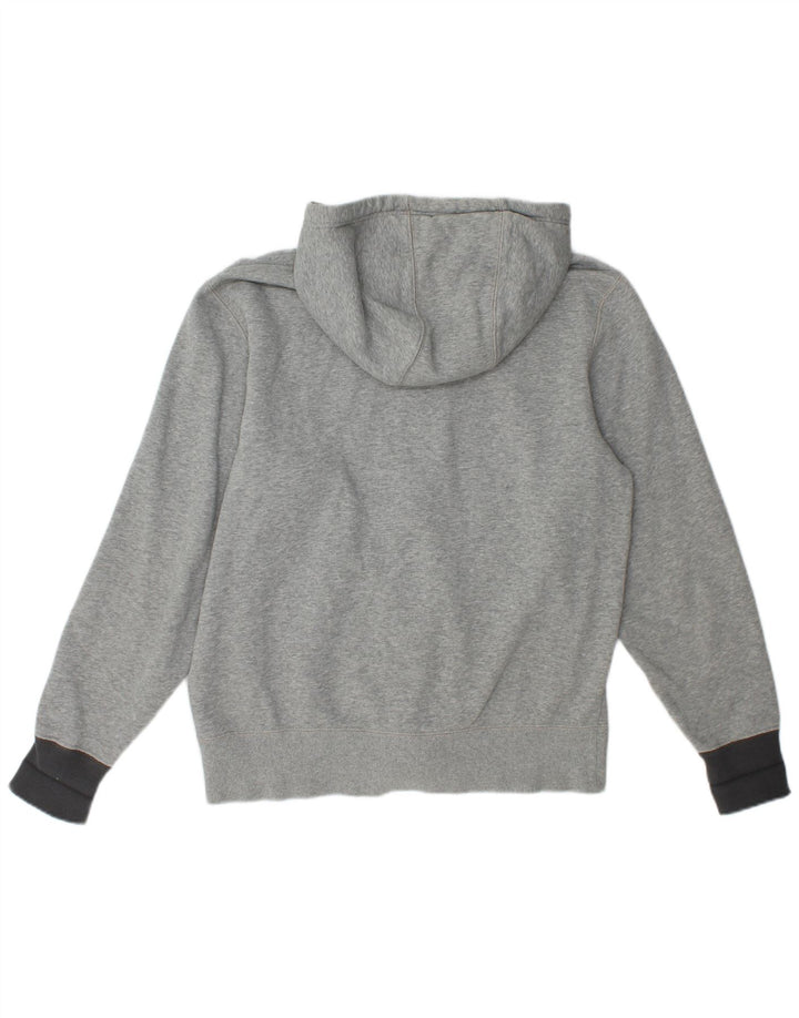 Suéter masculino Nike com capuz e zíper cinza médio algodão manchado