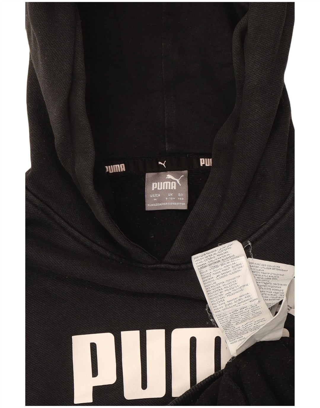 Jumper com capuz gráfico PUMA Boys 9-10 anos algodão preto