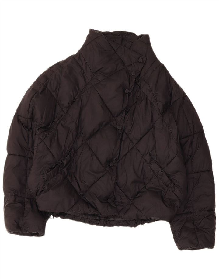 Zara Womens Crop Oversized Jaqueta Acolchoada Reino Unido 14 Médio Preto Poliéster