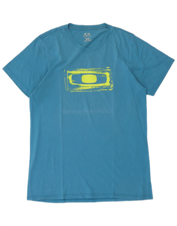 Camiseta masculina OAKLEY Regular Fit gráfica azul médio