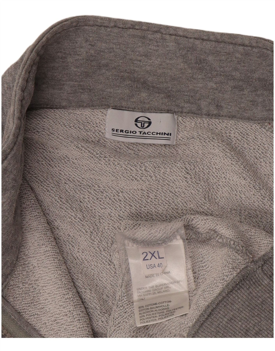 Sergio Tacchini Jaqueta masculina de agasalho 2XL cinza colorblock algodão