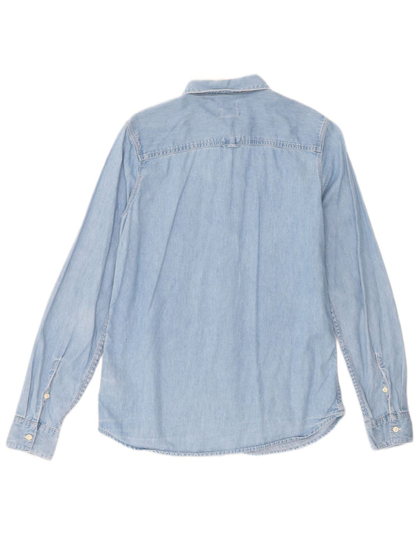 Camisa jeans feminina Lee com ajuste solto Reino Unido 6 XS azul algodão
