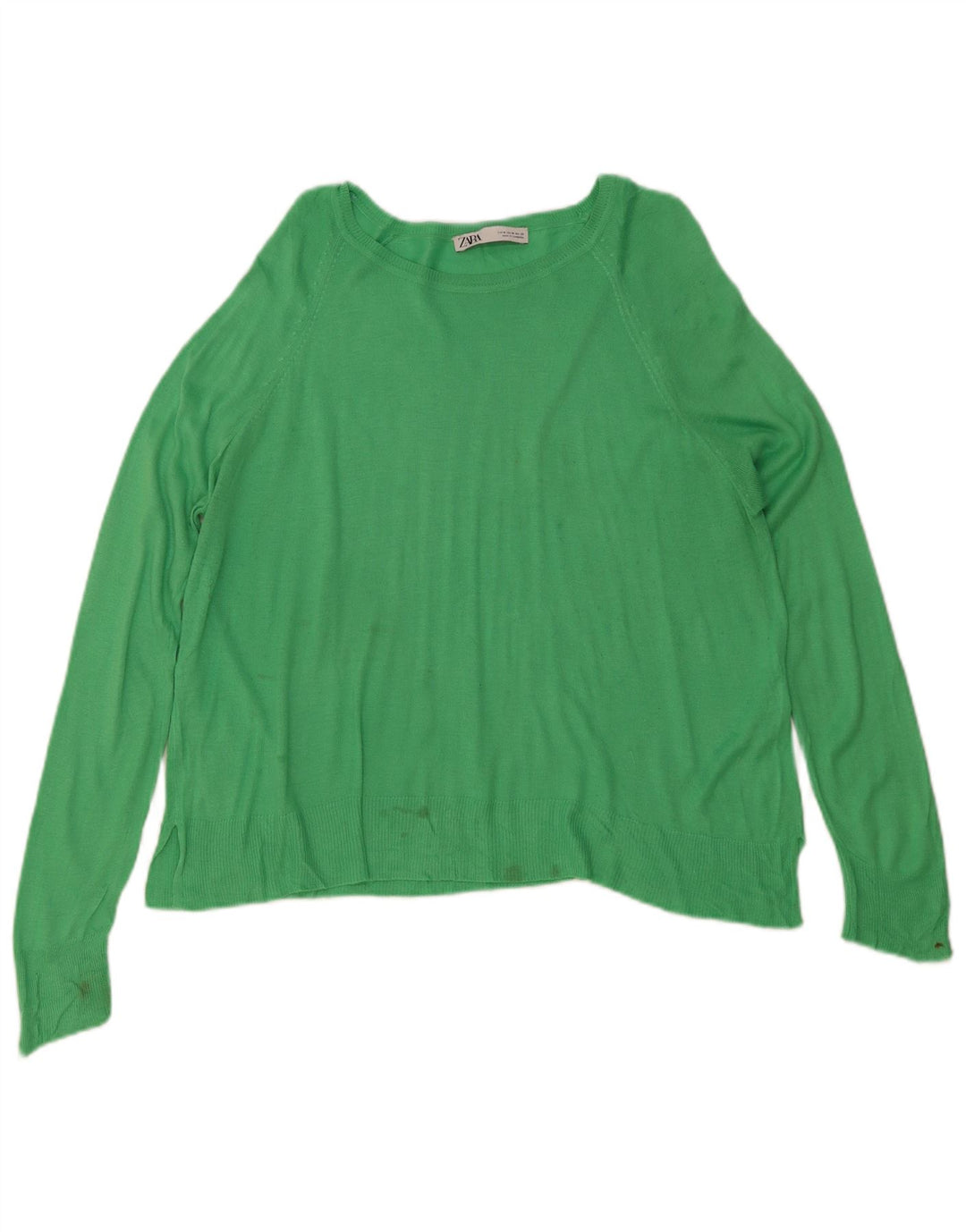 Suéter feminino Zara com gola canoa UK 14 viscose azul médio