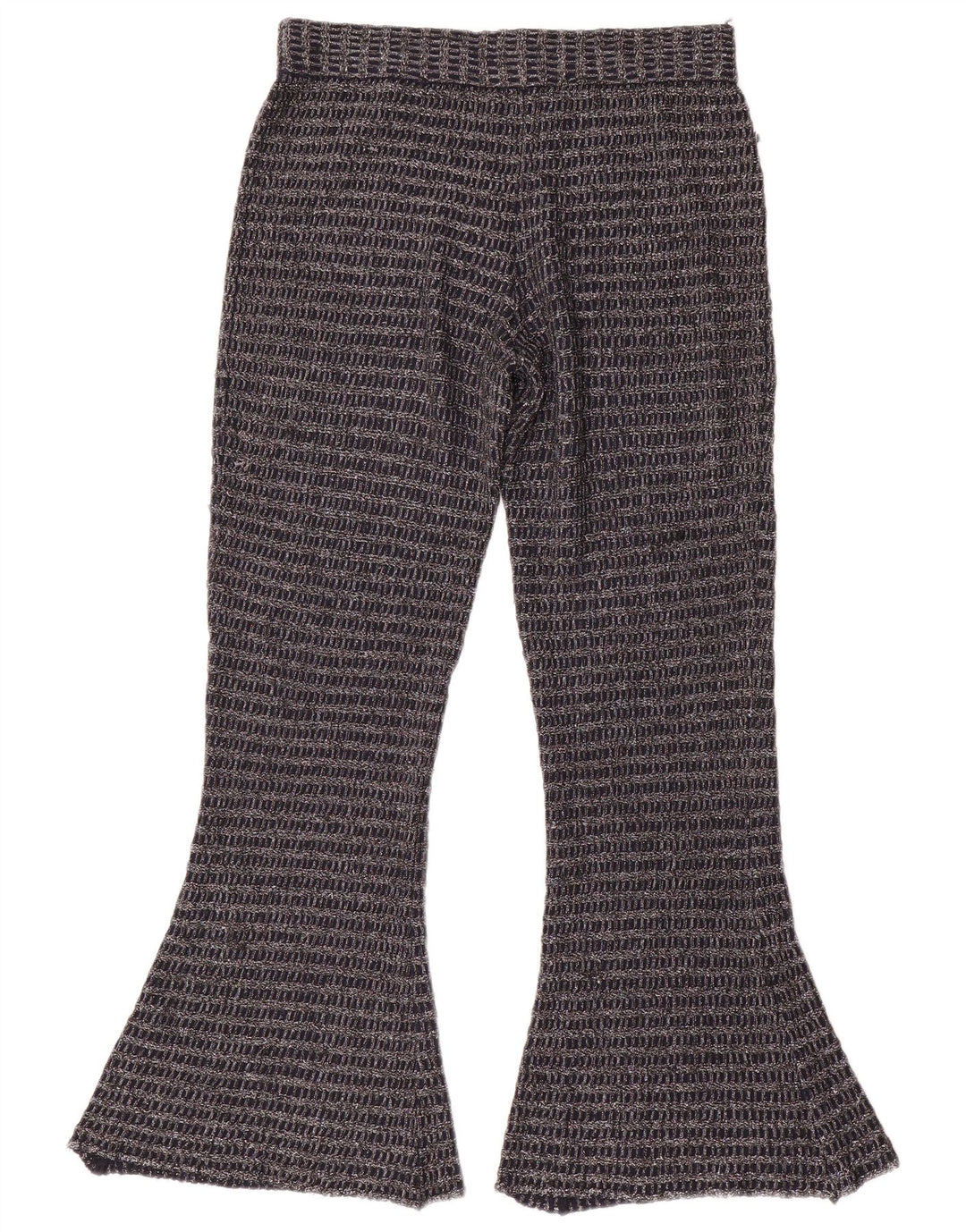 Calça feminina Zara Knit Flare Médio W30 L30 Azul Marinho Listrado Poliéster