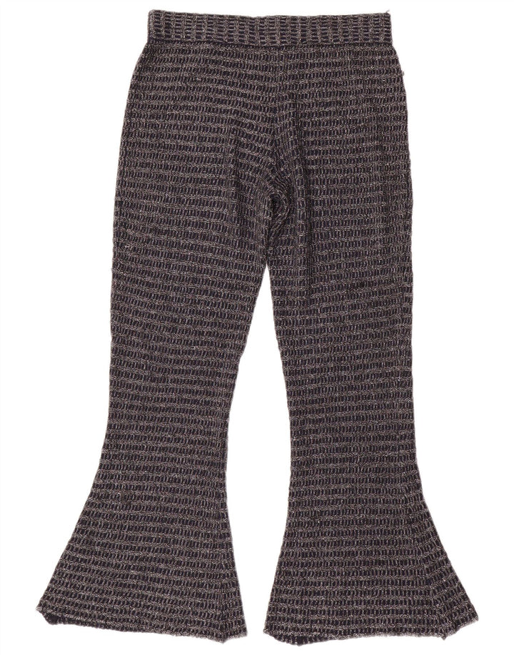 Calça feminina Zara Knit Flare Médio W30 L30 Azul Marinho Listrado Poliéster