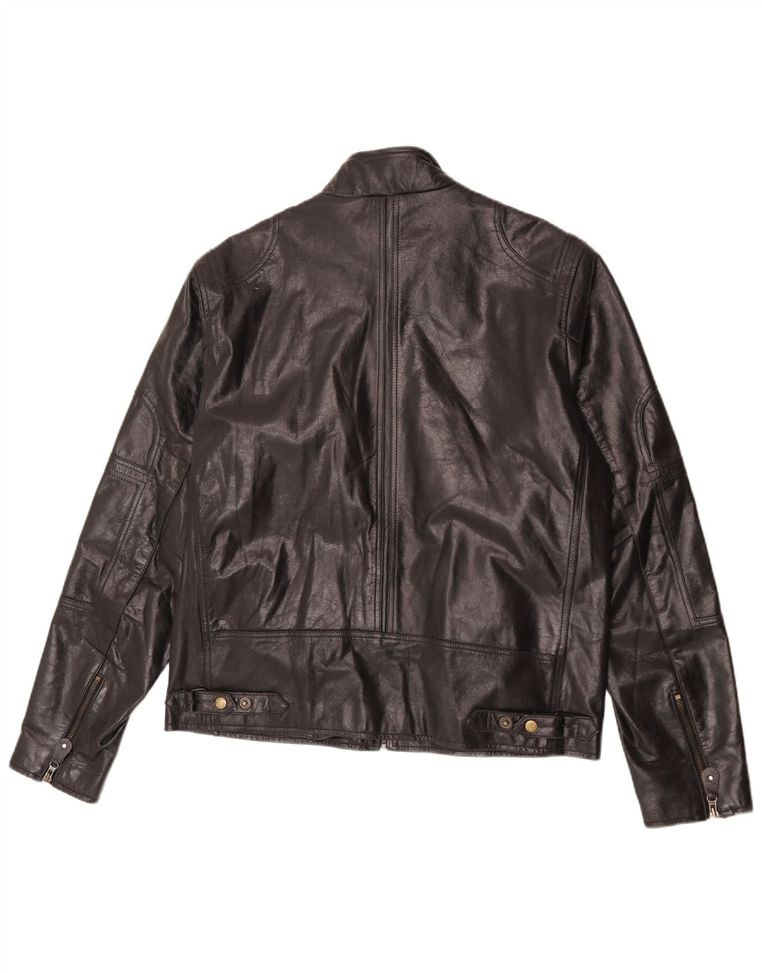 Jaqueta de couro feminina vintage UK 22 3XL preta