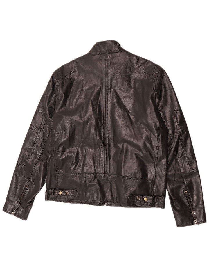 Jaqueta de couro feminina vintage UK 22 3XL preta