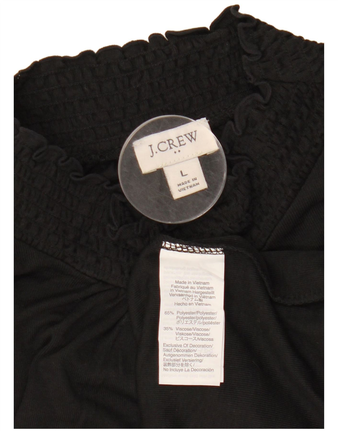Blusa feminina de manga comprida J. CREW UK 16 grande poliéster preto