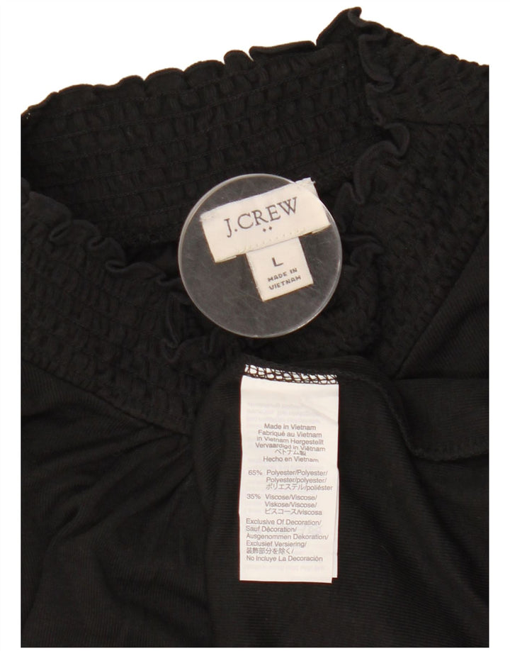 Blusa feminina de manga comprida J. CREW UK 16 grande poliéster preto