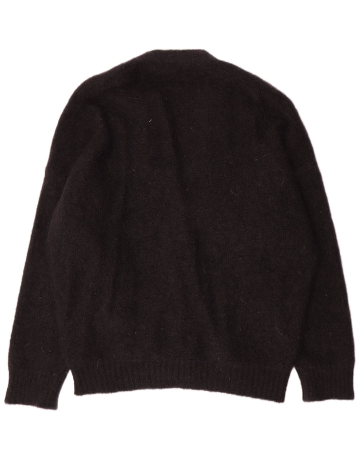Suéter cardigã feminino grande Alessandra Rich IT 40 pequeno mohair preto