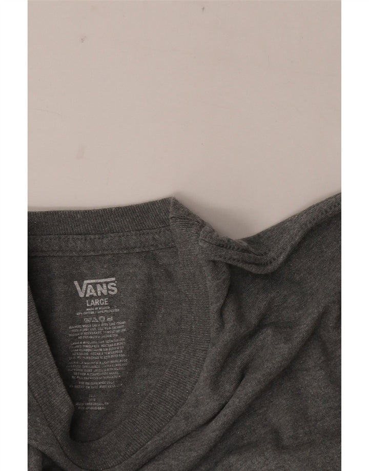Camiseta Vans masculina gráfica grande algodão manchado cinza