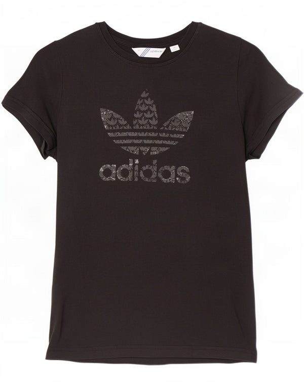 Adidas Womens Graphic T-Shirt Top IT 40 Small Black Cotton