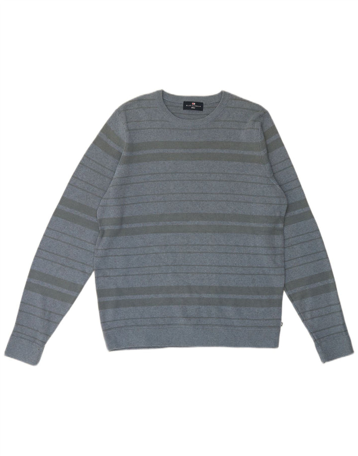 Suéter masculino Marks & Spencer Blue Harbor com gola redonda listrado médio