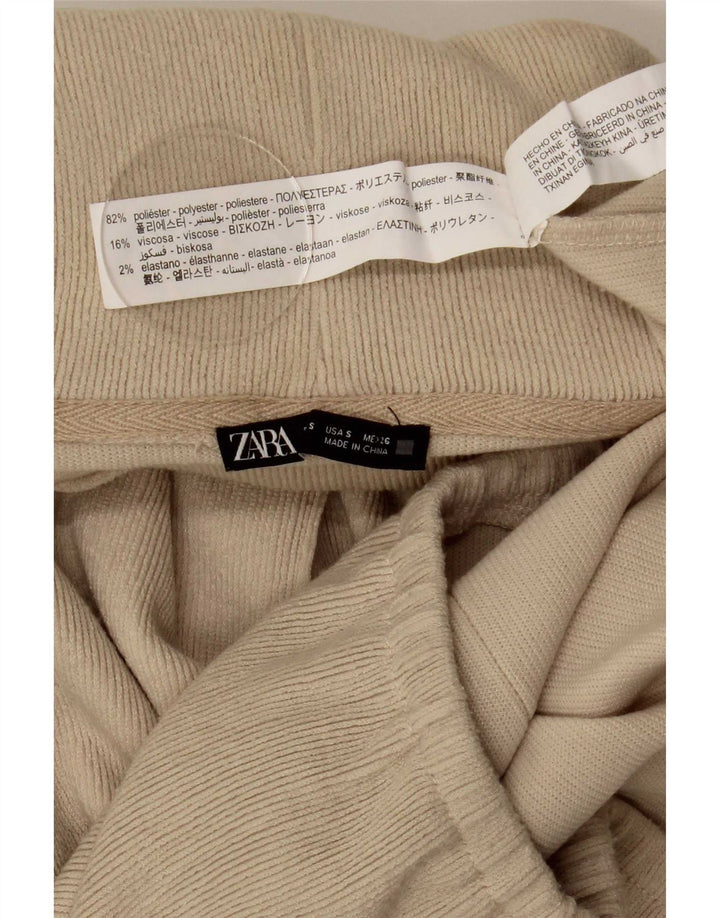Suéter feminino Zara com gola alta e gola alta, Reino Unido 10, pequeno, bege, poliéster