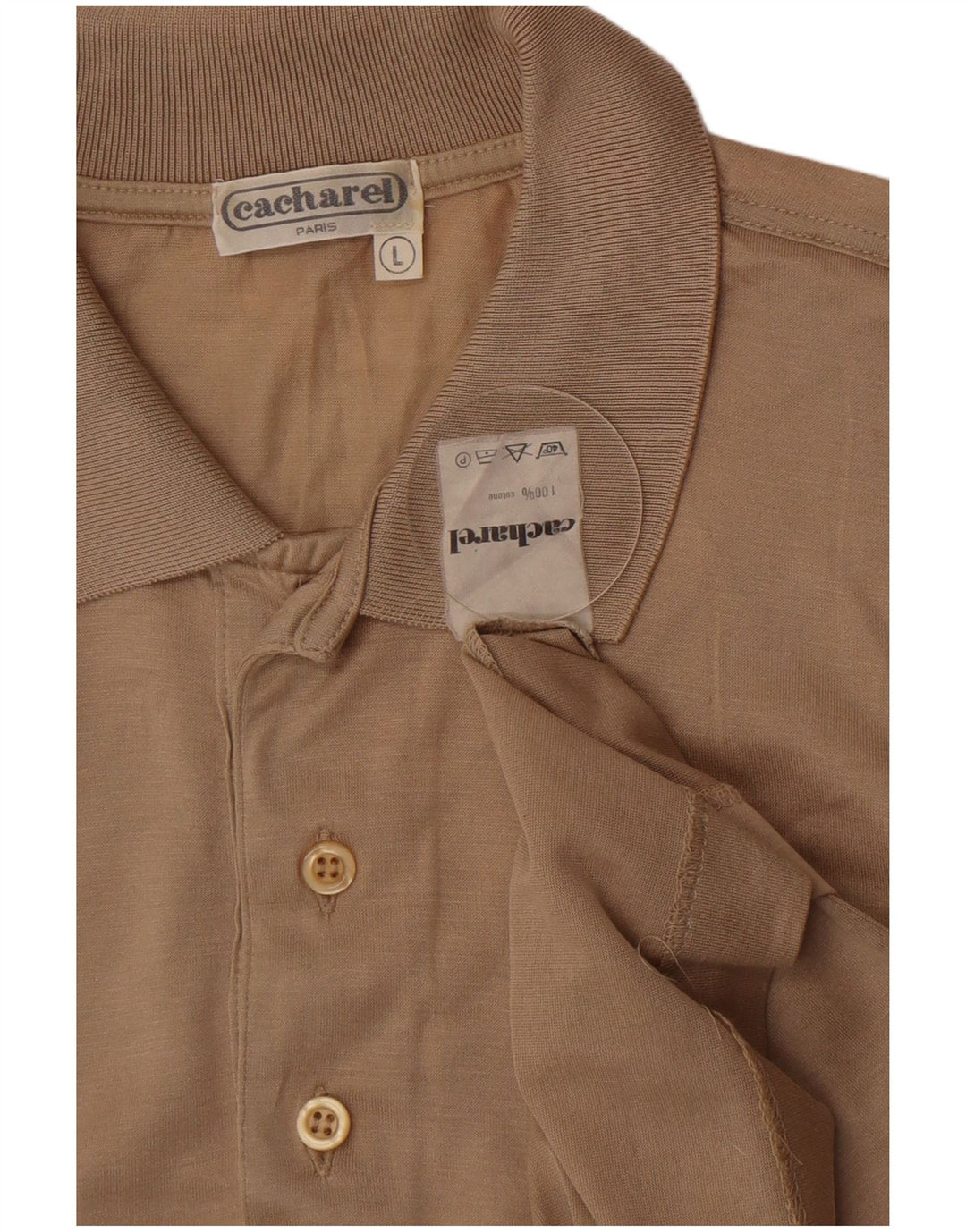 Camisa polo masculina Cacharel grande algodão bege