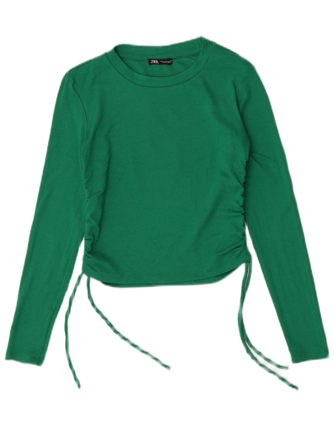 Zara Womens Crop Top Manga Longa Reino Unido 14 Grande Verde