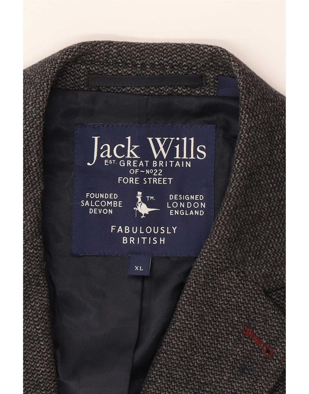 Jaqueta blazer masculina de 2 botões Jack Wills Reino Unido 42 XL lã cinza