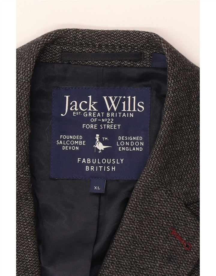 Jaqueta blazer masculina de 2 botões Jack Wills Reino Unido 42 XL lã cinza