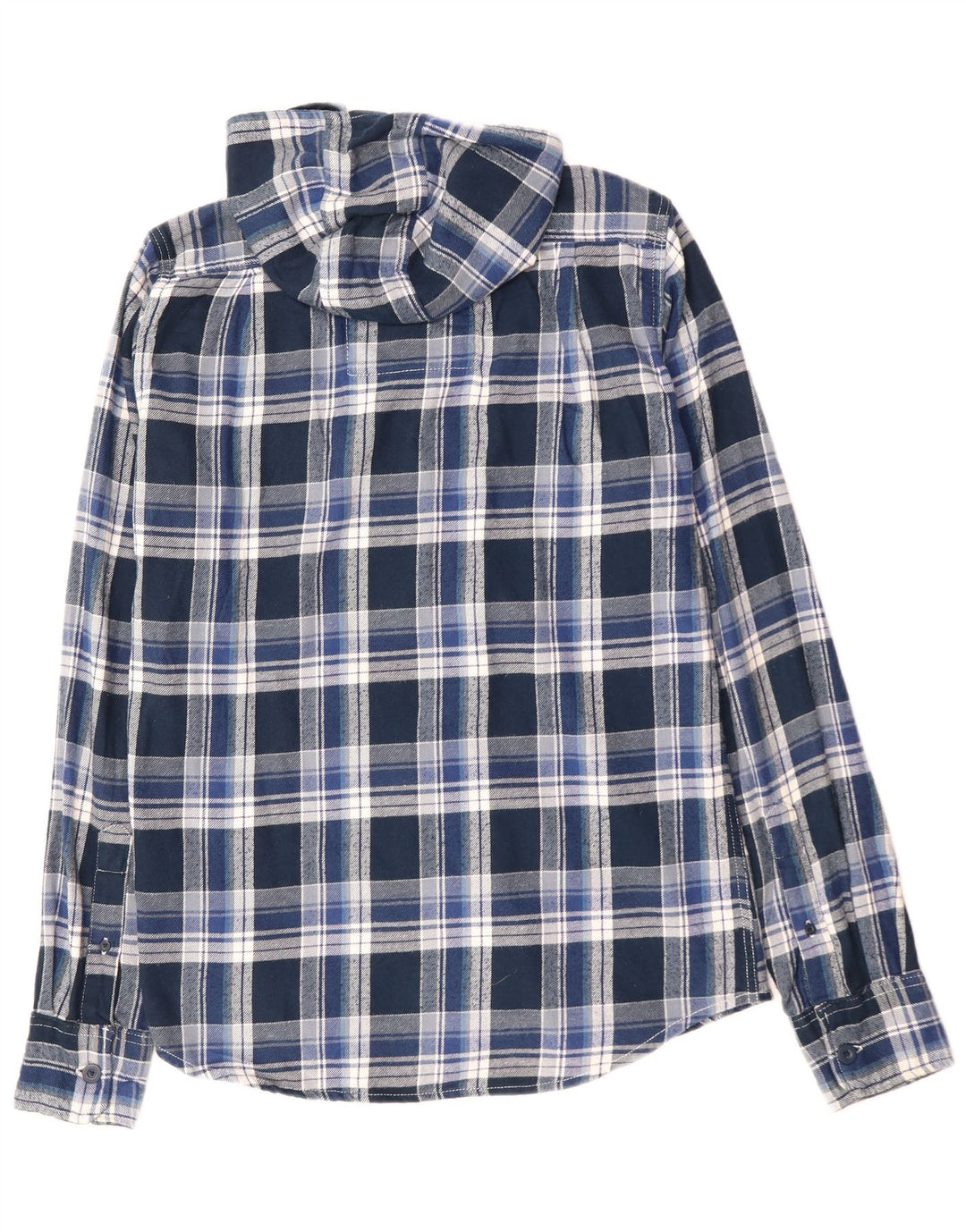 Camisa masculina de flanela com capuz SUPERDRY algodão xadrez azul médio