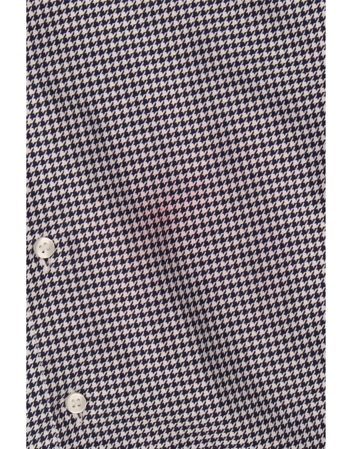 Camisa masculina Calvin Klein tamanho 38 15 médio azul marinho Houndstooth Designer