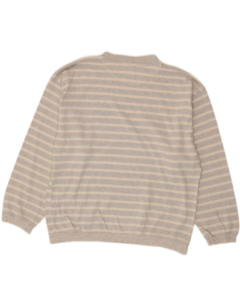 TOM TAILOR Womens Oversized Sweatshirt Jumper UK 14 Medium Grey Striped Vintage Tom Tailor and Second-Hand Tom Tailor from Messina Hembry 