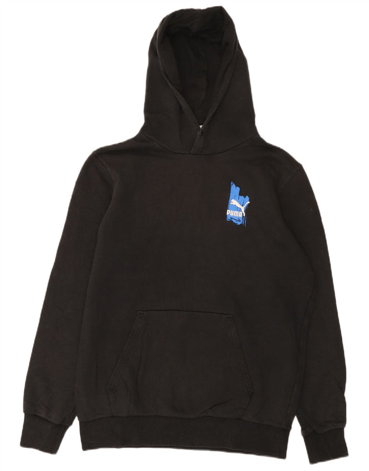 Puma masculino gráfico moletom com capuz médio algodão preto