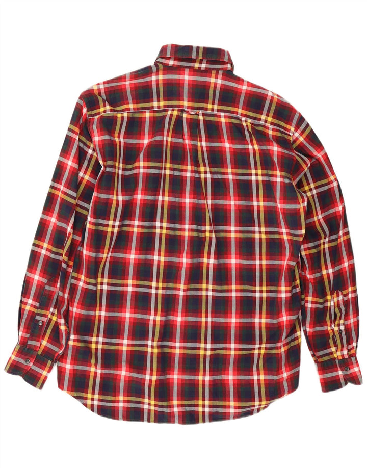 Camisa masculina vintage de flanela tamanho 16 41 grande xadrez vermelho