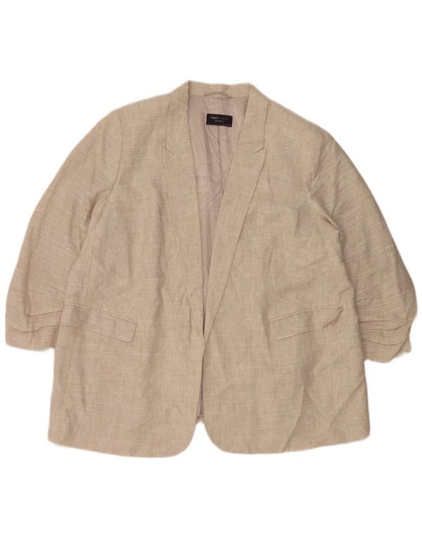 Jaqueta blazer feminina Marks & Spencer com ajuste relaxado manga 3/4 Reino Unido 22 3XL bege