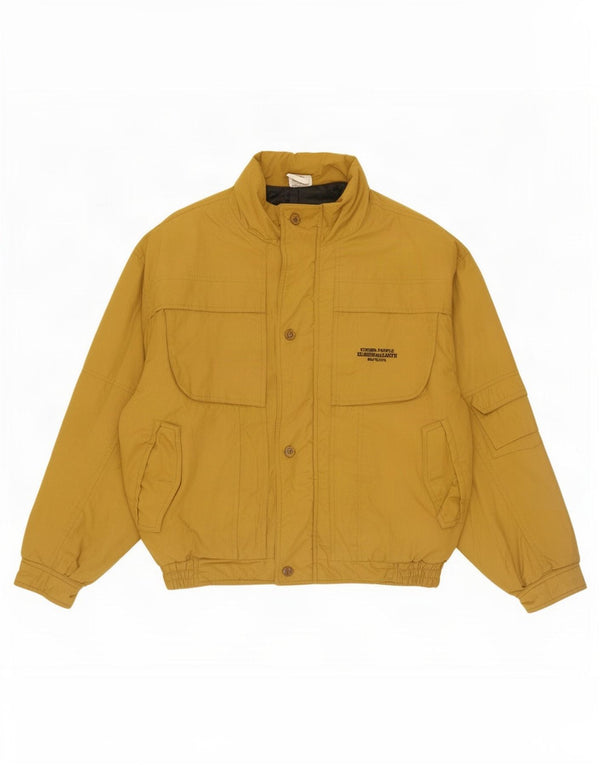 Jaqueta utilitária masculina vintage IT 52 XL poliéster amarelo