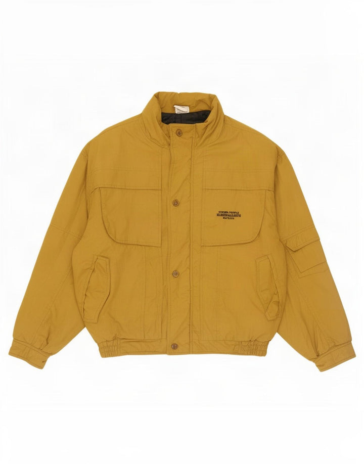 Jaqueta utilitária masculina vintage IT 52 XL poliéster amarelo