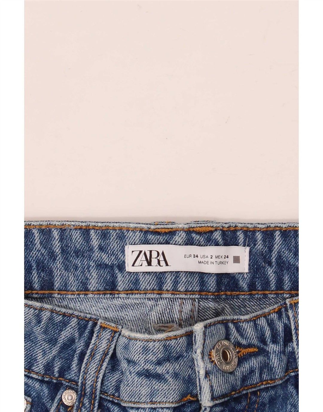 Calça jeans reta feminina Zara EU 34 2XS W24 L30 Azul