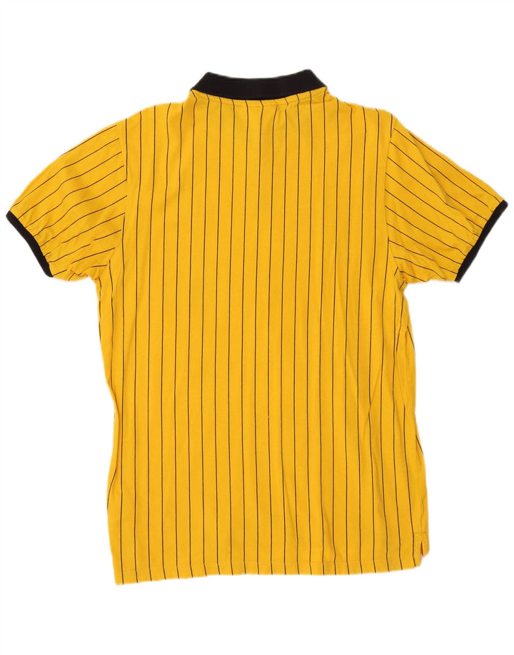 Camisa polo masculina FILA grande algodão listrado amarelo