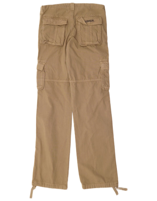 Calça cargo reta feminina Ferrari W32 L34 algodão bege