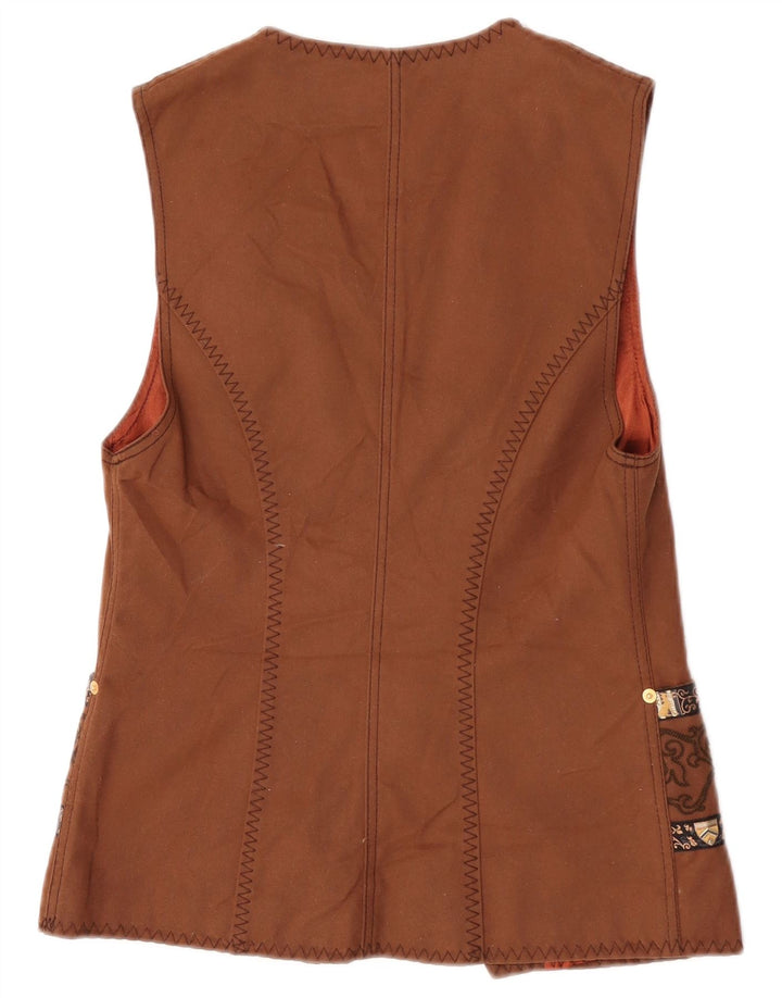 Gilet feminino Roccobarocco IT 40 pequeno algodão paisley marrom