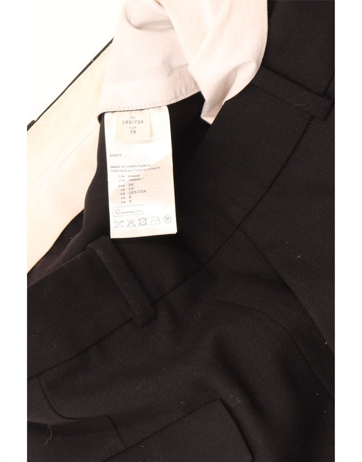 Calças de terno reto feminino vintage UE 38 médio W28 L30 poliéster preto
