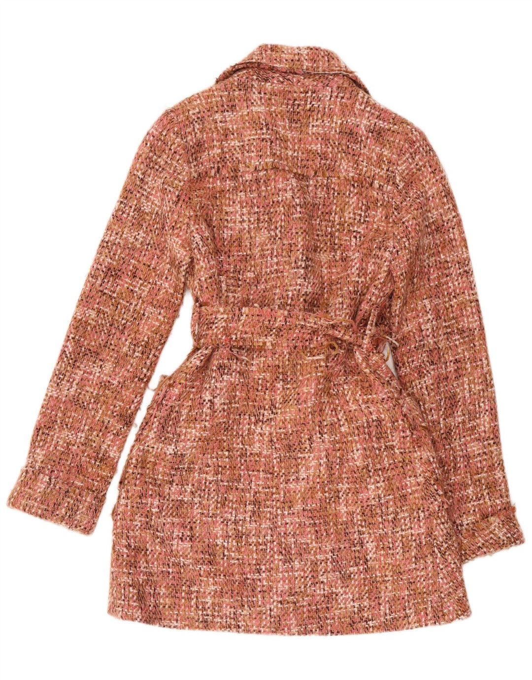 Sobretudo feminino vintage UK 8 pequeno rosa manchado