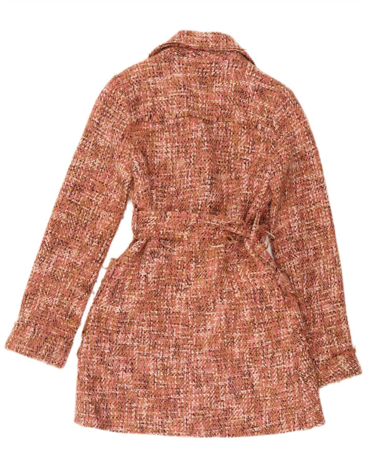 Sobretudo feminino vintage UK 8 pequeno rosa manchado