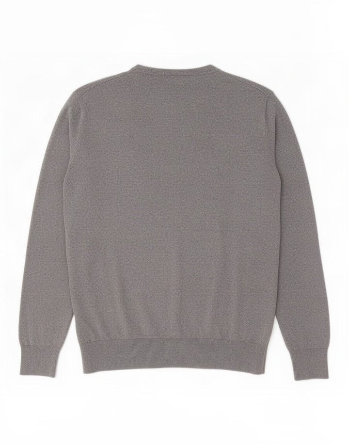 Suéter masculino Marks & Spencer Autograph com decote em V, grande algodão cinza