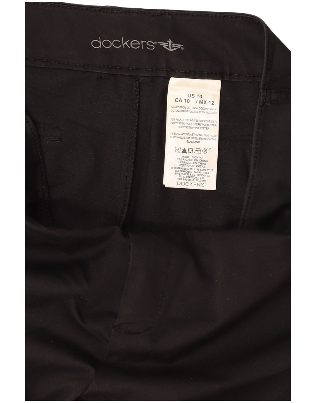 Calça capri feminina DOCKERS US 10 grande W32 L21 algodão preto
