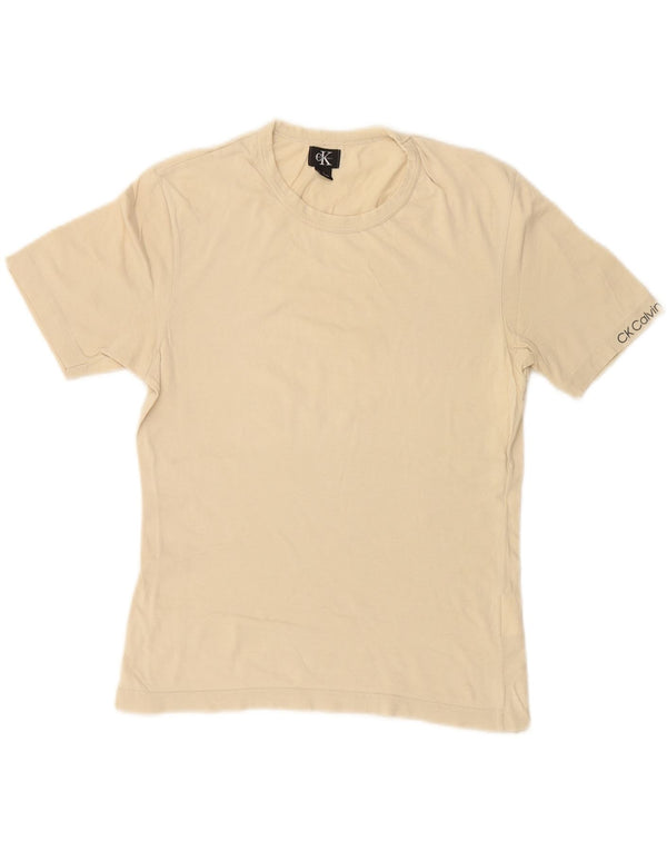 Camiseta feminina CALVIN KLEIN UK 14 grande algodão bege