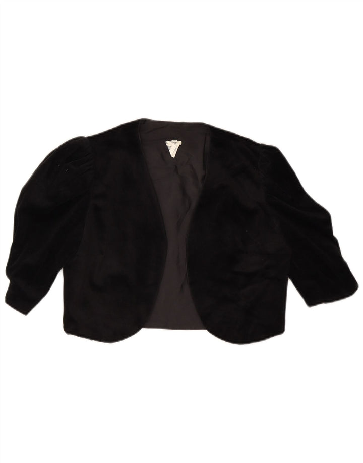 Jaqueta Bolero aberta feminina VINTAGE IT 36 XS preto triacetato