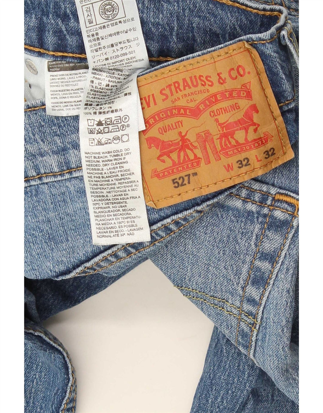 Calça jeans masculina Levi's 527 Slim Bootcut W32 L32 azul algodão
