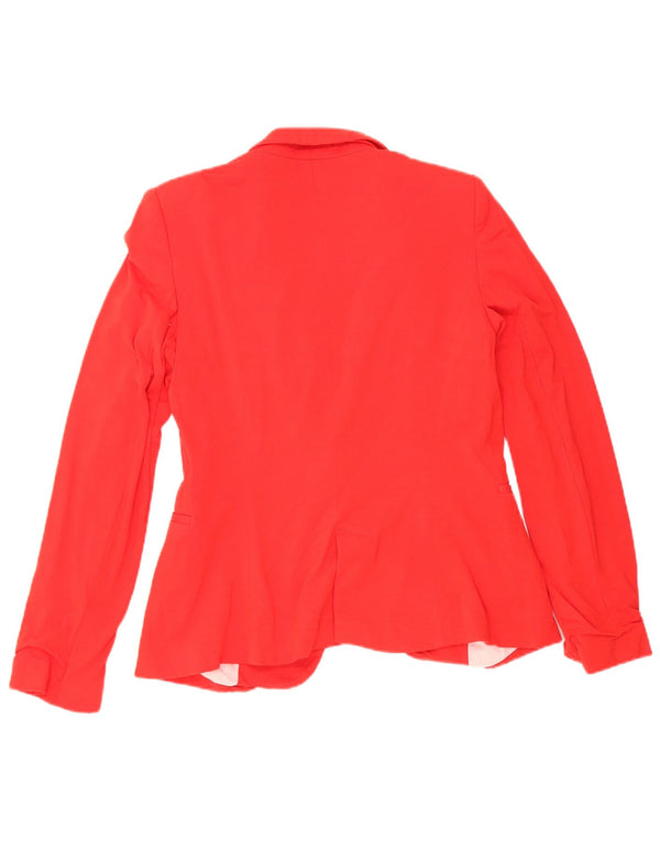 Jaqueta blazer feminina Zara com 1 botão Reino Unido 12 acetato vermelho médio