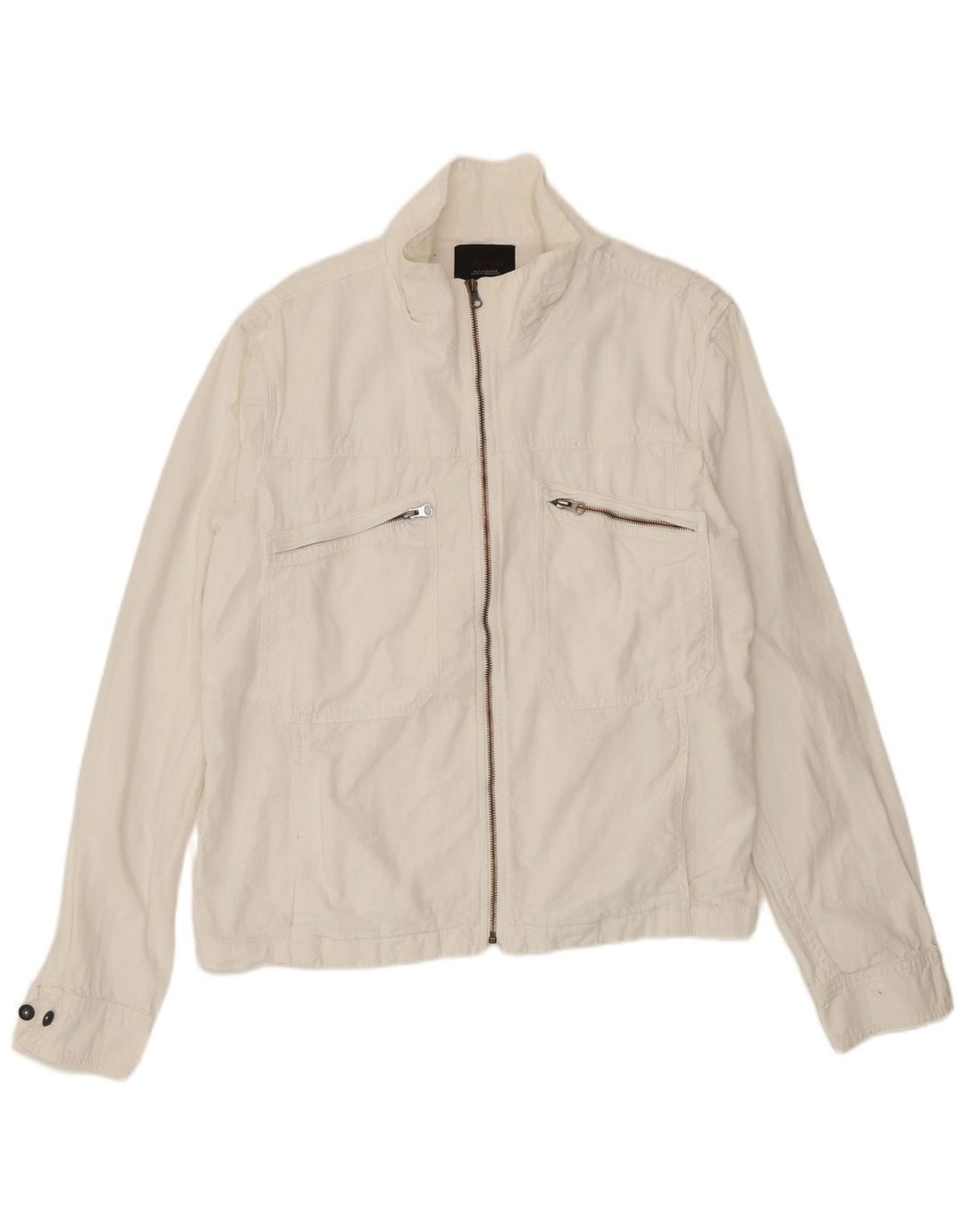 Jaqueta utilitária masculina Zara UK 42 XL poliéster branco