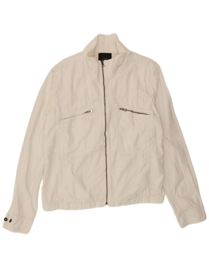 Jaqueta utilitária masculina Zara UK 42 XL poliéster branco